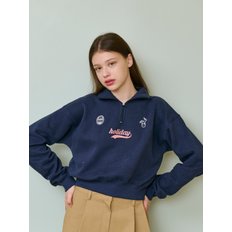 HOLIDAY CROP HALF ZIPUP SWEATSHIRT [NAVY]