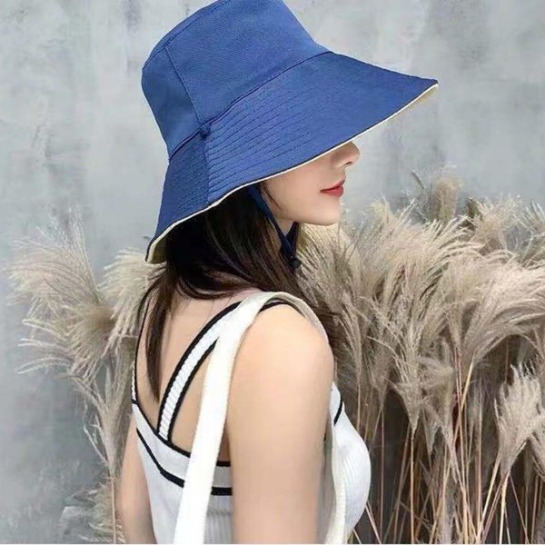 [옷자락] 여성 사계절 벙거지 배색 무지컬러 끈조절 버킷햇