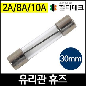 퓨즈 휴즈 유리관퓨즈 유리관휴즈 30mm 2A/8A/10A