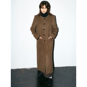 wool round long coat_brown