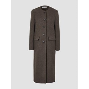 wool round long coat_brown