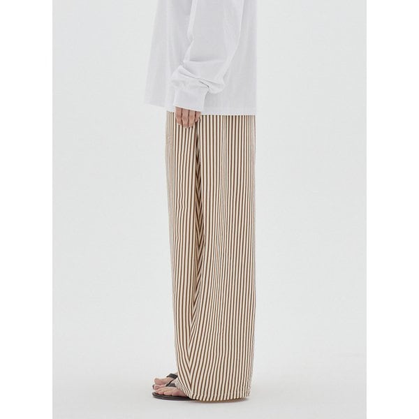 벌룬핏 커브드 스트라이프 핀턱 밴딩 팬츠_3color