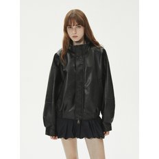 9173 NATURAL WASHED HIGH-NECK LEATHER BLOUSON_BLACK