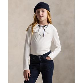 폴로 키즈 여아 7-16세 러플 코튼 저지 티(CWPOTSHG8020516100)