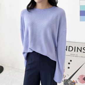 블레오 여성 봄 가을 루즈핏 라운드넥 데일리 긴팔 니트