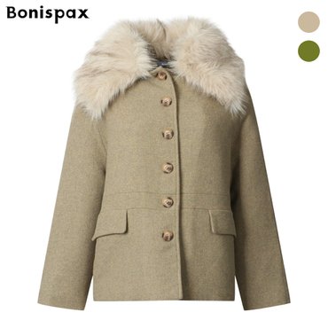 보니스팍스 퍼 카라 싱글 하프 코트 (XP2CT003M0)