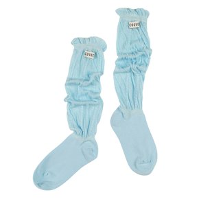 SEE THROUGH STRIPE BASIC MIDDLE KNEE SOCKS BABY BLUE