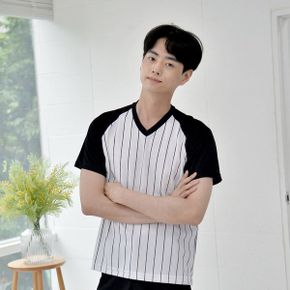 교복몰  쿨론  스트라이프 소매 메쉬 기능성 티셔츠_P356051996