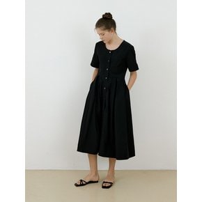 24 summer Round half sleeve long onepiece_Black