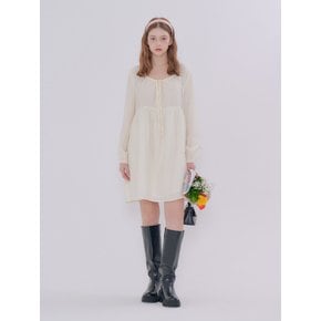 MET square neck shirring dress off-white