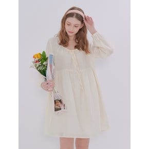 MET square neck shirring dress off-white