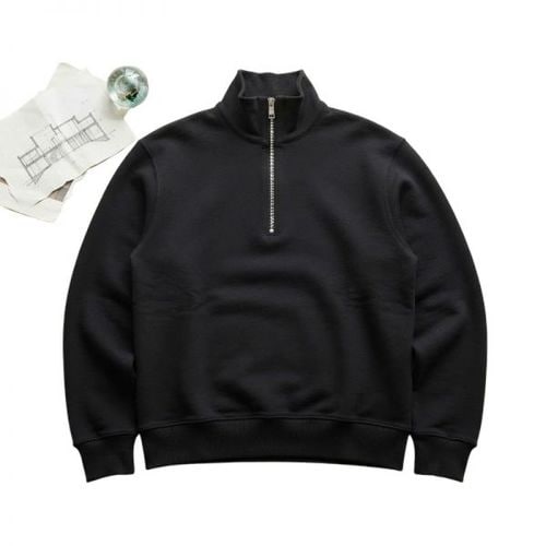 아미 26FW 코튼 엠보싱 드 꾀흐 반집업 스웨트셔츠 (USW798 747 001)