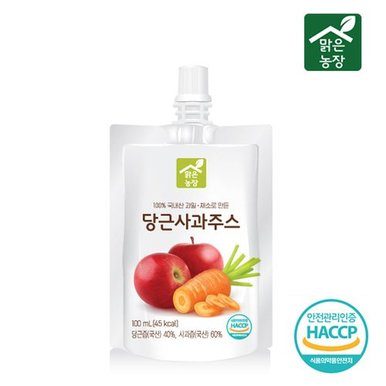 무설탕 무첨가 당근사과주스 국내산 과일채소100%100m*10포)