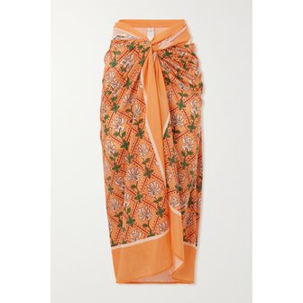 아구아벤디타 Net Sustain 라반다 프린트 코튼 실크 혼방 파레오 오렌지 1647597289731056