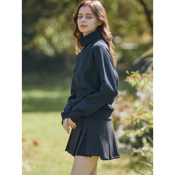 여성 기모안감 터틀넥 긴팔 티셔츠 블랙