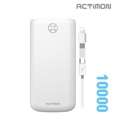 Act SS 보조배터리 휴대용 고용량 P-K 10000mAh 여행/출장 충전 밧데리 5핀 + 8핀젠더 포함