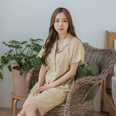 CA3V26715 여성카라 잠옷 아사 순면 파자마 반팔 카라 잠옷 세트