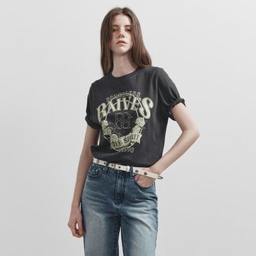 레이브 New Vintage Rose Graphic T-shirt in Charcoal VW5ME927-9E