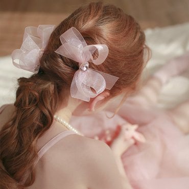 아베끄뚜아 [럭키밤비네] 하트 큐빅 리본 집게 SET
