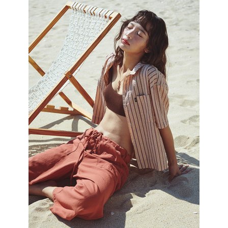 플랫웨이브 인 서울 Hazy Stripe Shirt Red