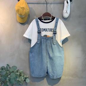 / (신상 무료배송)로비 버클 끈조절 데님 멜빵 반바지 one color C