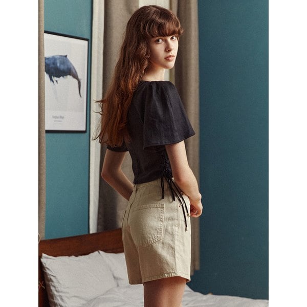 [리퍼브] Corset Linen Blouse_Black