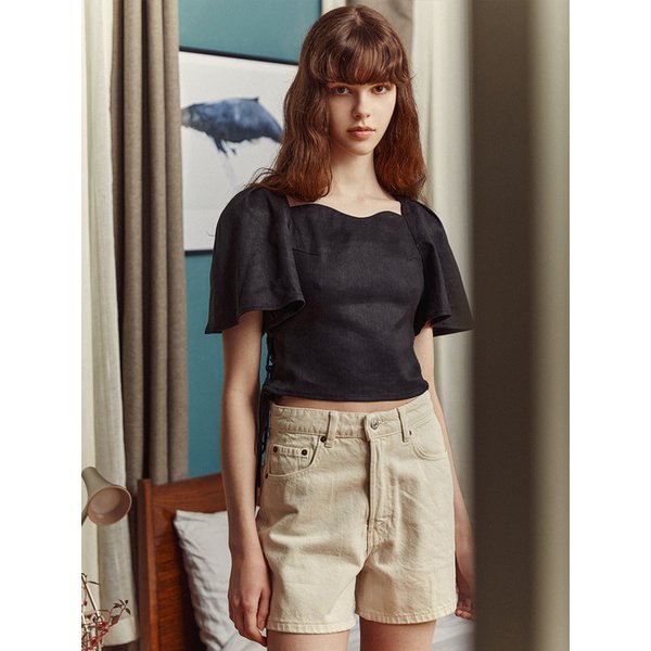 [리퍼브] Corset Linen Blouse_Black