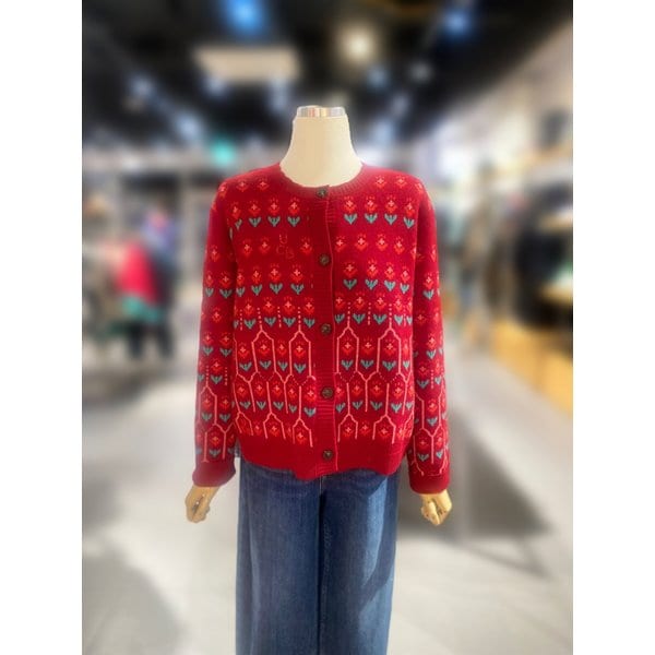 [여주점] 플라워 자카드 니트 가디건 (BAKCA1611)