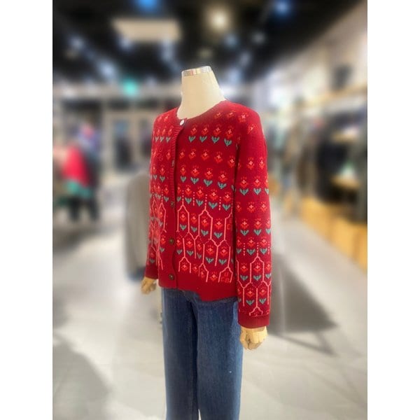 [여주점] 플라워 자카드 니트 가디건 (BAKCA1611)