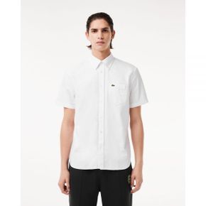 5019107 Lacoste Regular Fit Short Sleeved Oxford Shirt - Blanc