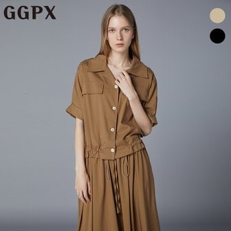 GGPX 빅 카라 페미닌 스트링 셔츠 (GO8SH109F)