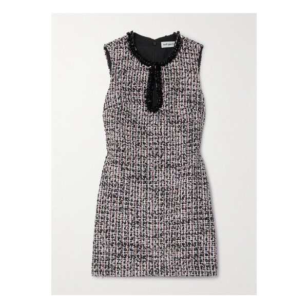 시퀸 장식 부클레 트위드 미니 드레스 블랙 1647597338867475