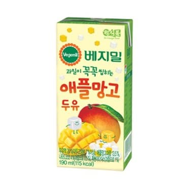 베지밀 정식품 과일이꼭꼭씹히는애플망고두유 190mL 32팩