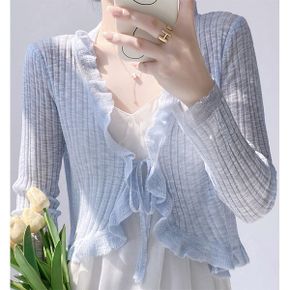 러플엣지라인 리본끈 썸머가디건 3C6F44_P397608427