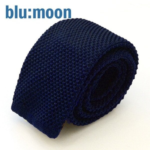 blu:moon 블루문넥타이 - 니트 솔리드 네이비