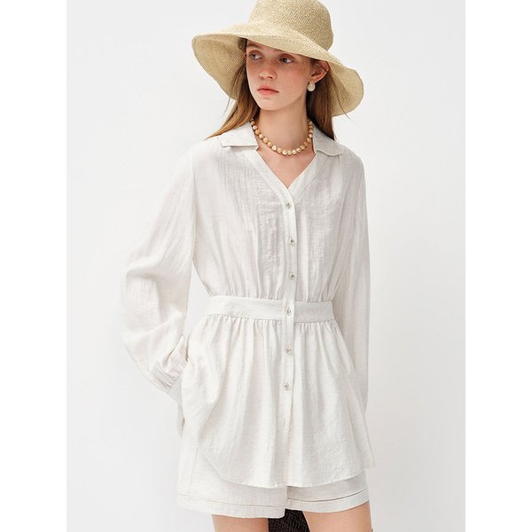 WD_V-neck collar button blouse_2color