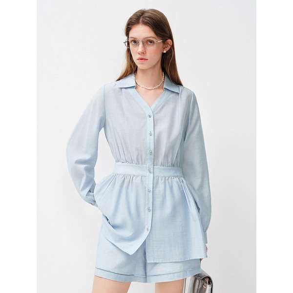 WD_V-neck collar button blouse_2color