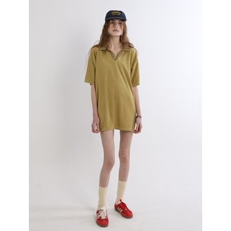 그린버터 Terry Open-Collar Dress (Khaki Beige)