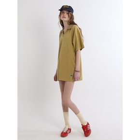 Terry Open-Collar Dress (Khaki Beige)