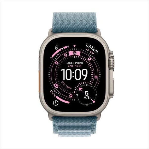 워치 울트라 3 셀룰러 49mm 내추럴 티타늄, 라이트 블루 알파인 루프(L) MEWP4KH/A