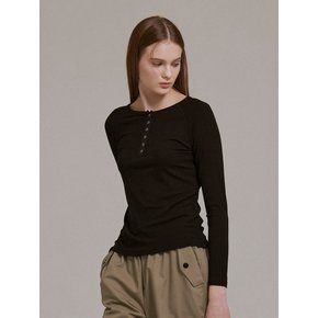 U-neck ribbed long sleeve t-shirt (2color)