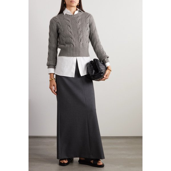 케이블 니트 캐시미어 스웨터 그레이 1647597316071263