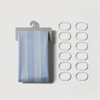 JAJU 스트라이프 샤워커튼 180×180cm_블루 J62N901036351