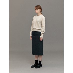 WOOL H-LINE MIDI SKIRT (MELANGE CHARCOAL)