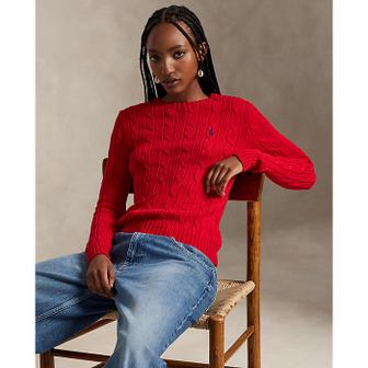 폴로 랄프 로렌 여성 케이블 니트 코튼 크루넥 스웨터(WMPOSWENC021517600)