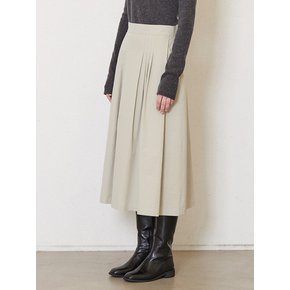 8-tuck cotton skirt_pale khaki