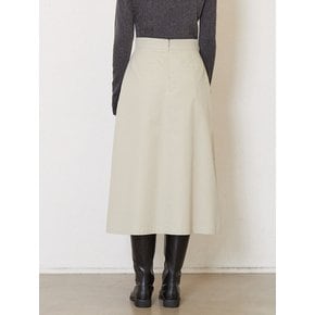 8-tuck cotton skirt_pale khaki