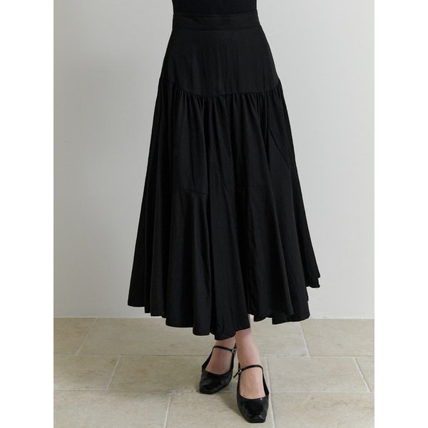[리퍼브] Vanilla shirring skrit (black)