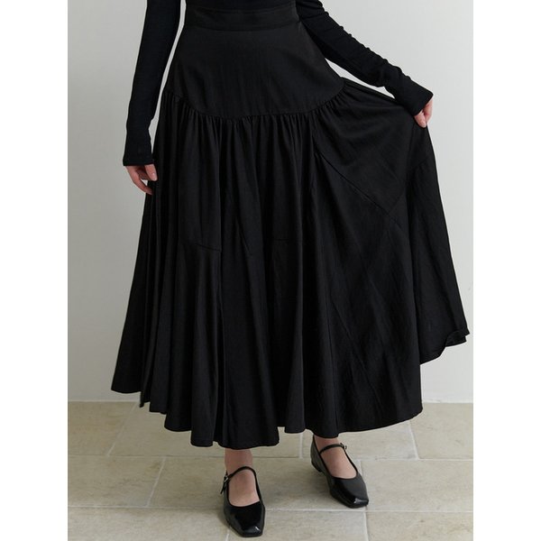 [리퍼브] Vanilla shirring skrit (black)