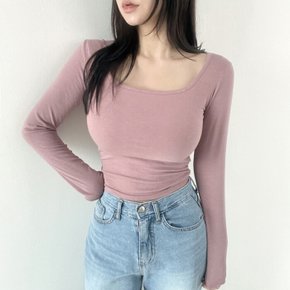 / 기본 스퀘어넥 셔링 슬림 타이트 핏 이너 긴팔 티